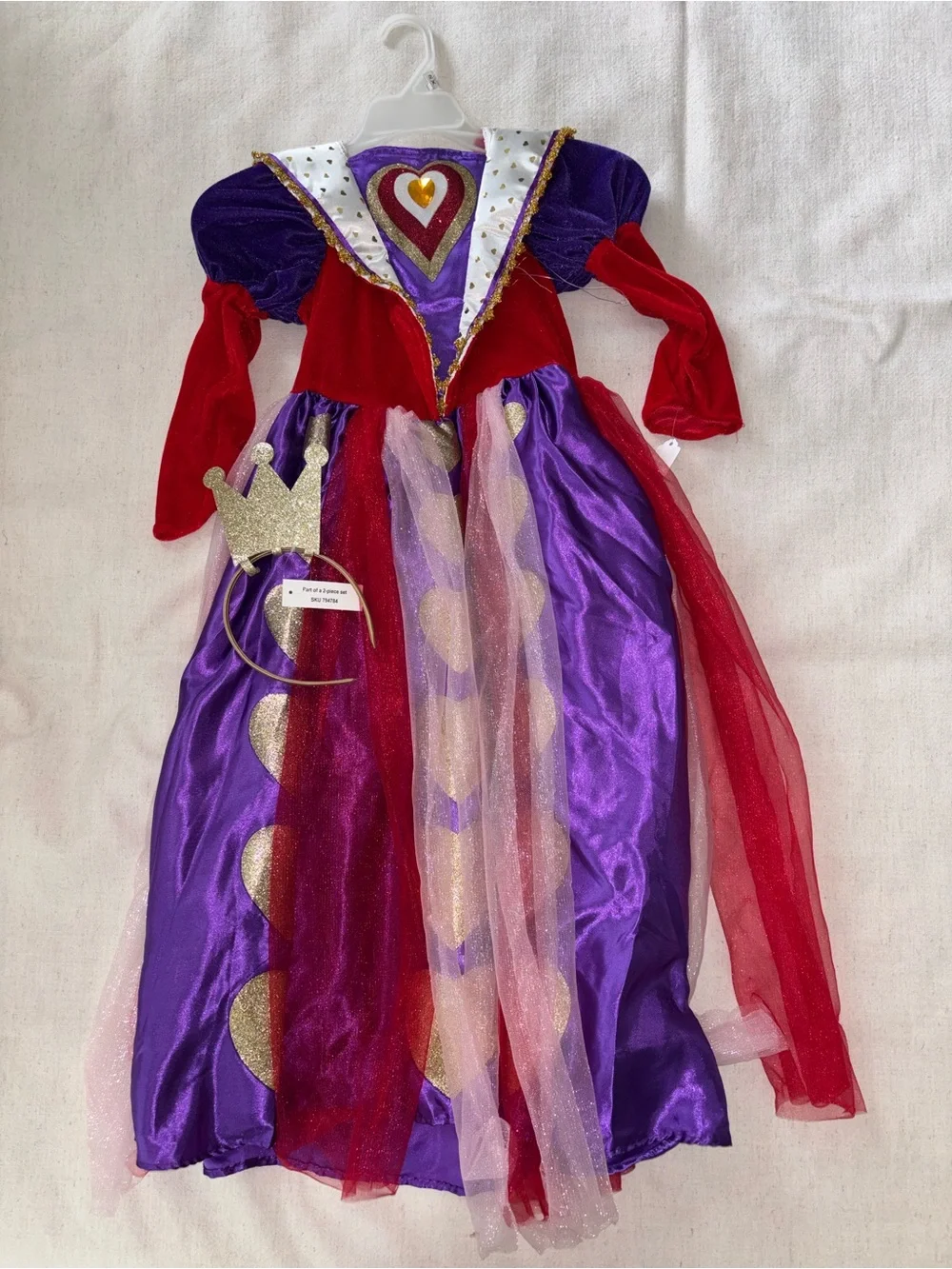 Child's Purple & Red Queen Costume Dress with Gold Crown